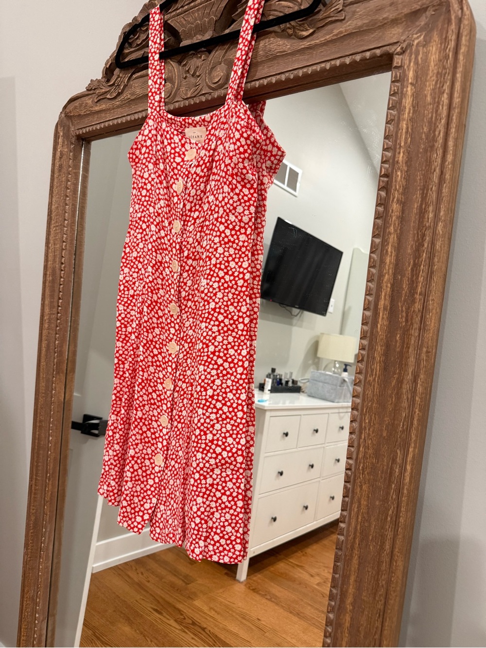 Sezane Jude Daisy Floral Mini Summer Dress Red White Floral Size 4 US/ 36